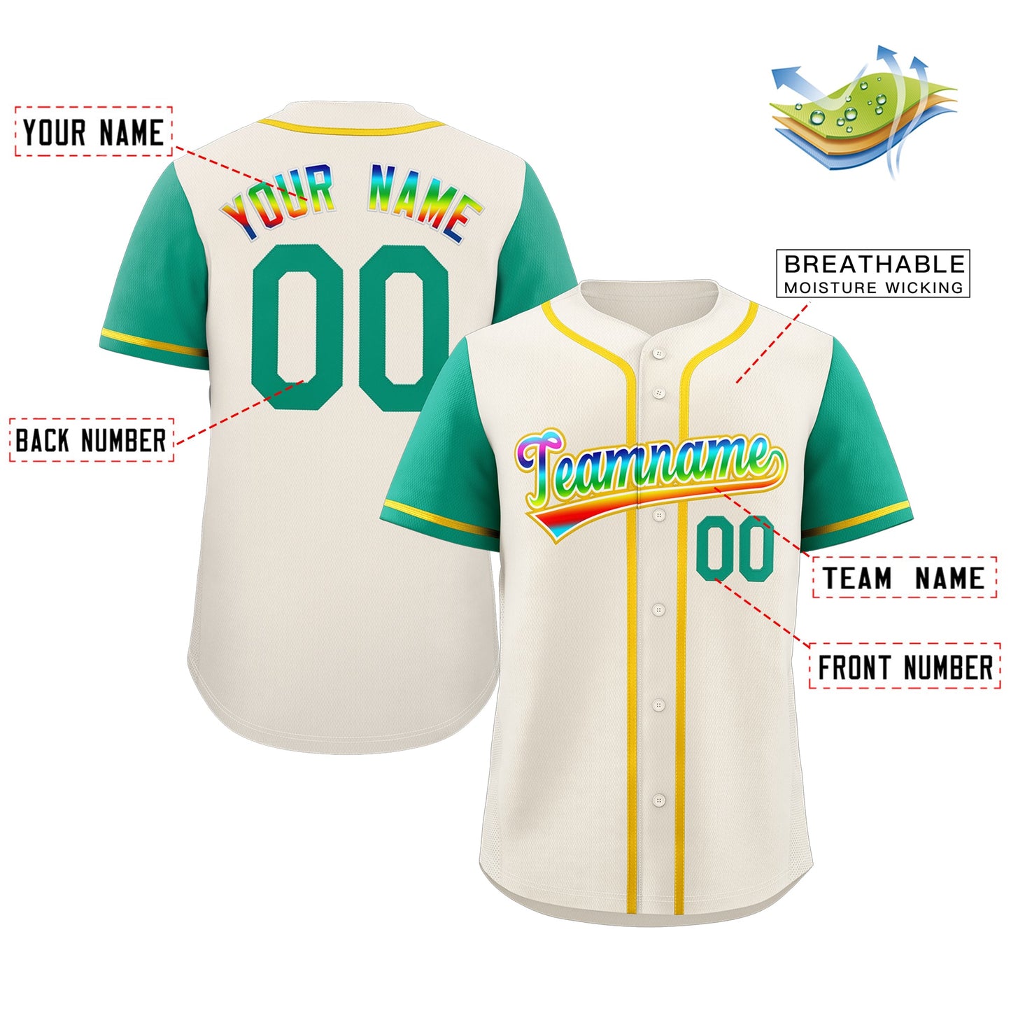 Custom Cream White-Yellow Raglan Sleeves Authentic Baseball Jersey