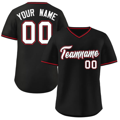 Custom Black Classic Style V-Neck Authentic Pullover Baseball Jersey