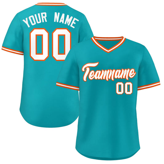 Custom Aqua Classic Style V-Neck Authentic Pullover Baseball Jersey