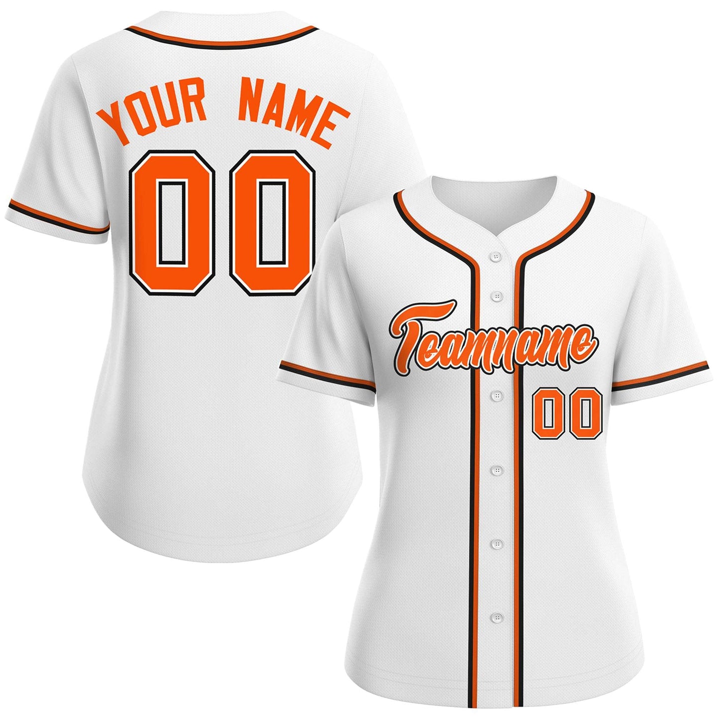 Custom White Orange-White Classic Style Baseball Jersey For Women