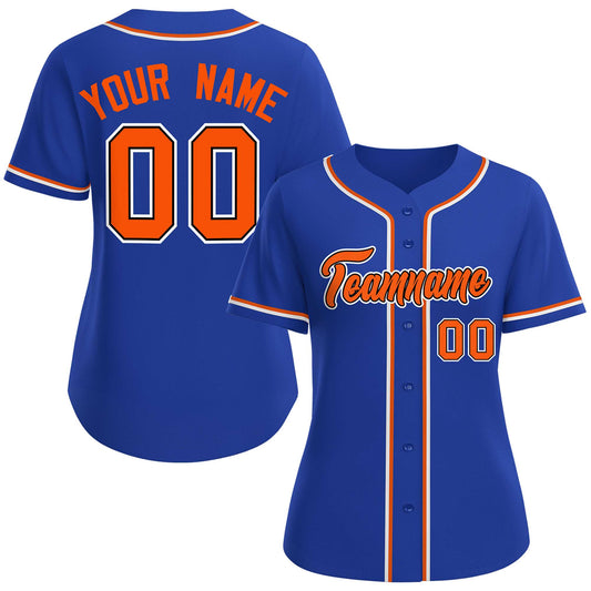 Custom Royal Orange-Black Classic Style Baseball Jersey For Women