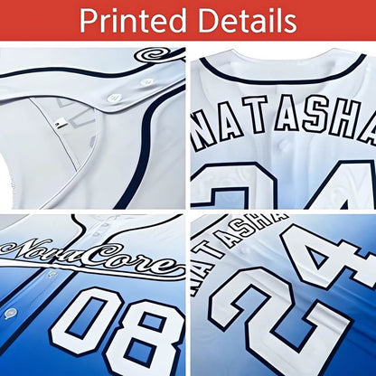 Custom Red Powder Blue Gradient Fashion Design Authentic Baseball Jersey