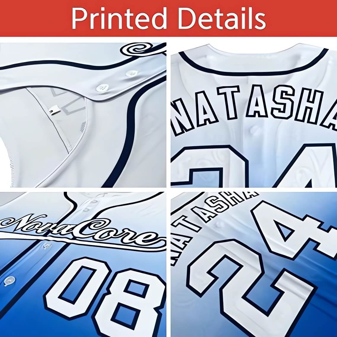 Custom Red Powder Blue Gradient Fashion Design Authentic Baseball Jersey