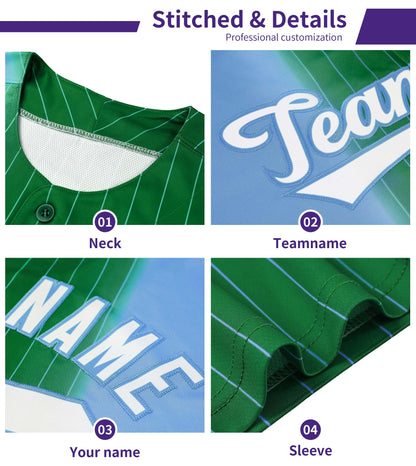 Custom Purple Neon Green Pinstripe Personalized Gradient Authentic Baseball Jersey