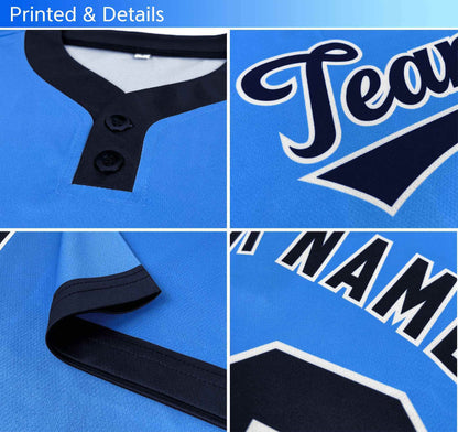 Custom Aqua Gray-Navy Classic Style Authentic Two-Button Baseball Jersey