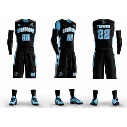 Custom Black Blue Reversible Basketball Jersey Performance Athletic Uniform