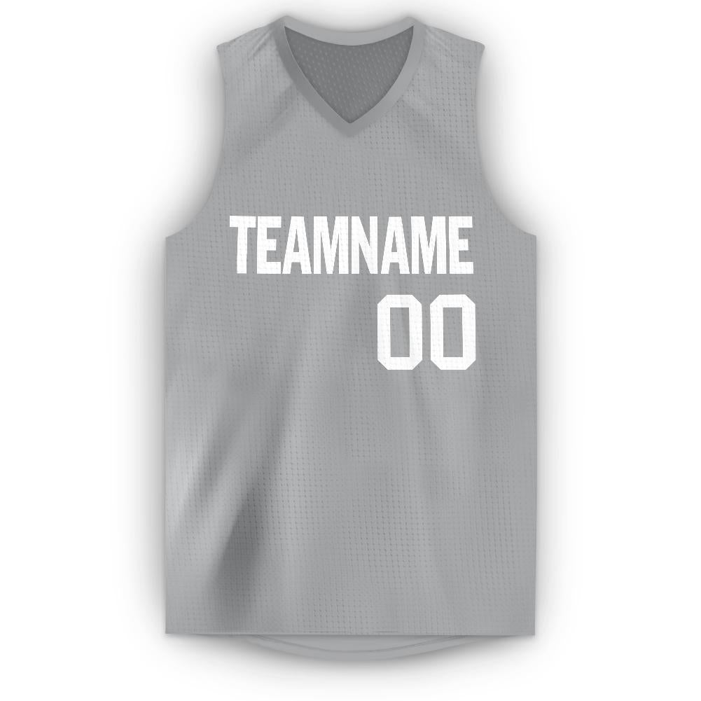 Custom  Gray White Classic Tops Breathable Basketball Jersey