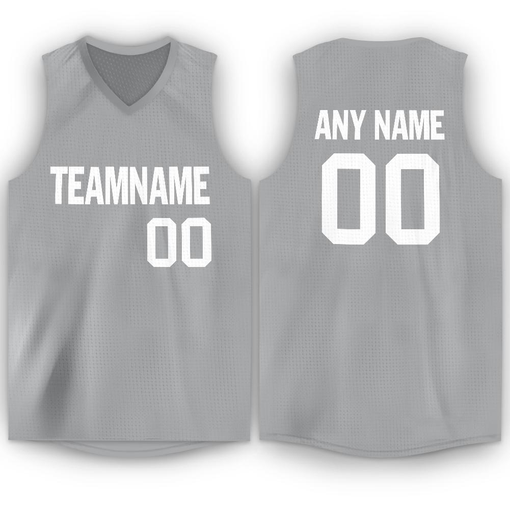 Custom  Gray White Classic Tops Breathable Basketball Jersey