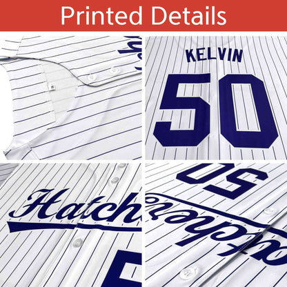 Custom Teal Purple Pinstripe Personalized Two-Tone Authentic Baseball Jersey